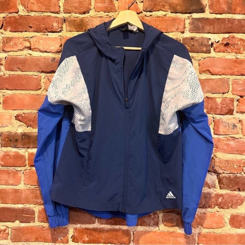 Adidas Women's Large Noble Indigo Hi-Res Blue Sport ID Wind Jacket CW2230 Medium